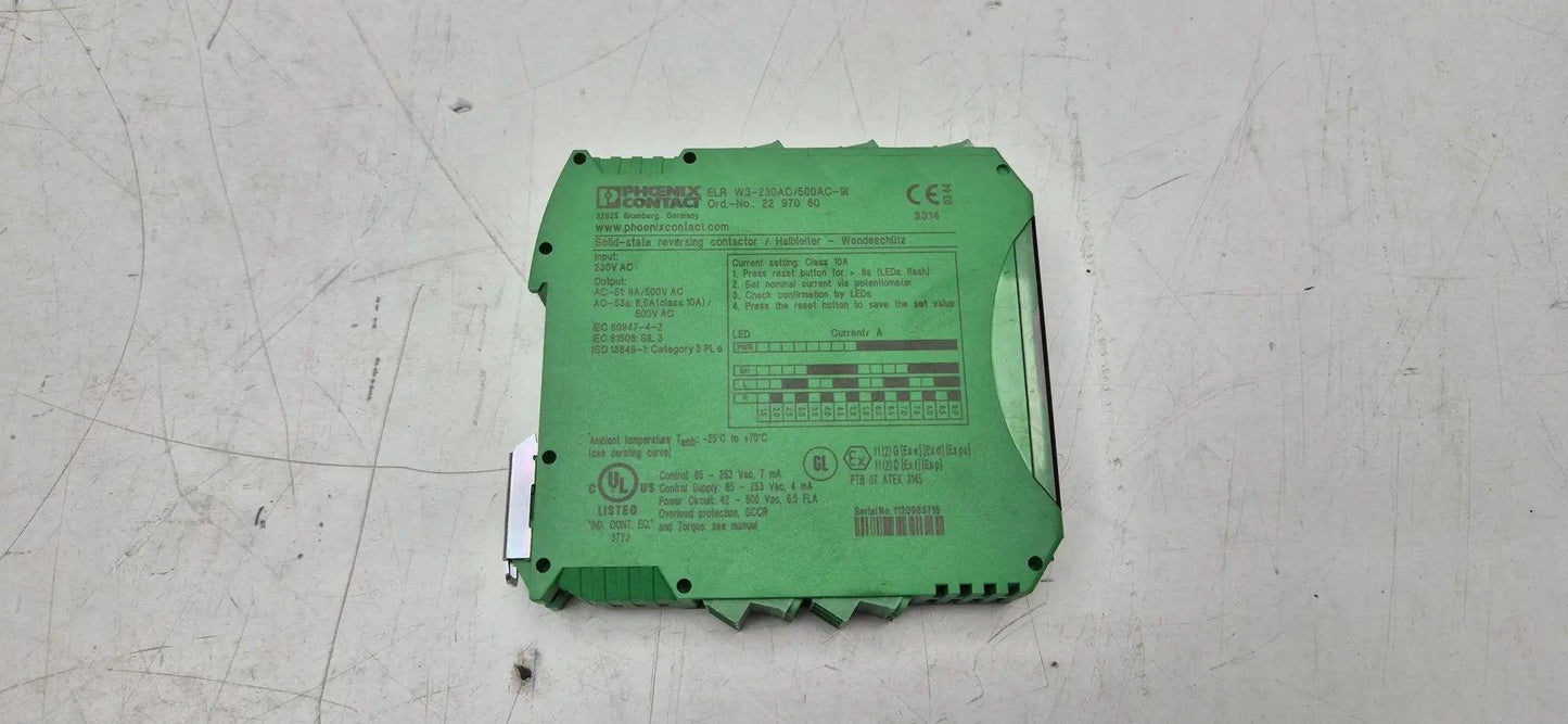 Phoenix Contact W3-230AC/500AC-9I Solid State Reversing Contactor-Solid State Reversing Contactor-Used Industrial Parts