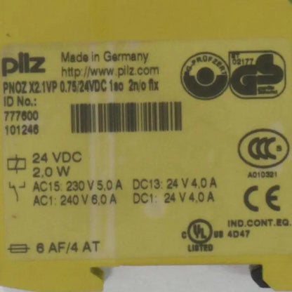 Pilz PNOZ X2 1 VP 075 24VDC 1so 2n o flx Safety Relay - 777600-Safety Relay-Used Industrial Parts