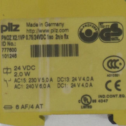Pilz PNOZ X2 1 VP 075 24VDC 1so 2n o flx Safety Relay-Safety Relay-Used Industrial Parts