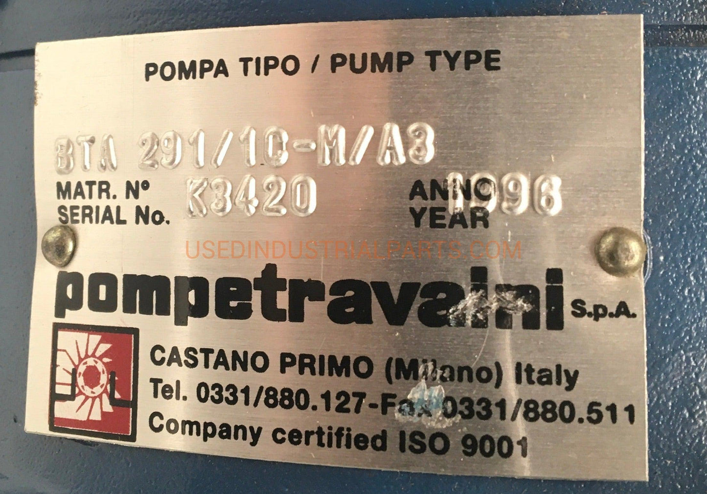 Pompetravaini Centrifugal Pump BTA 291/1C-M/A3-Centrifugal Pump-DB-02-02-Used Industrial Parts