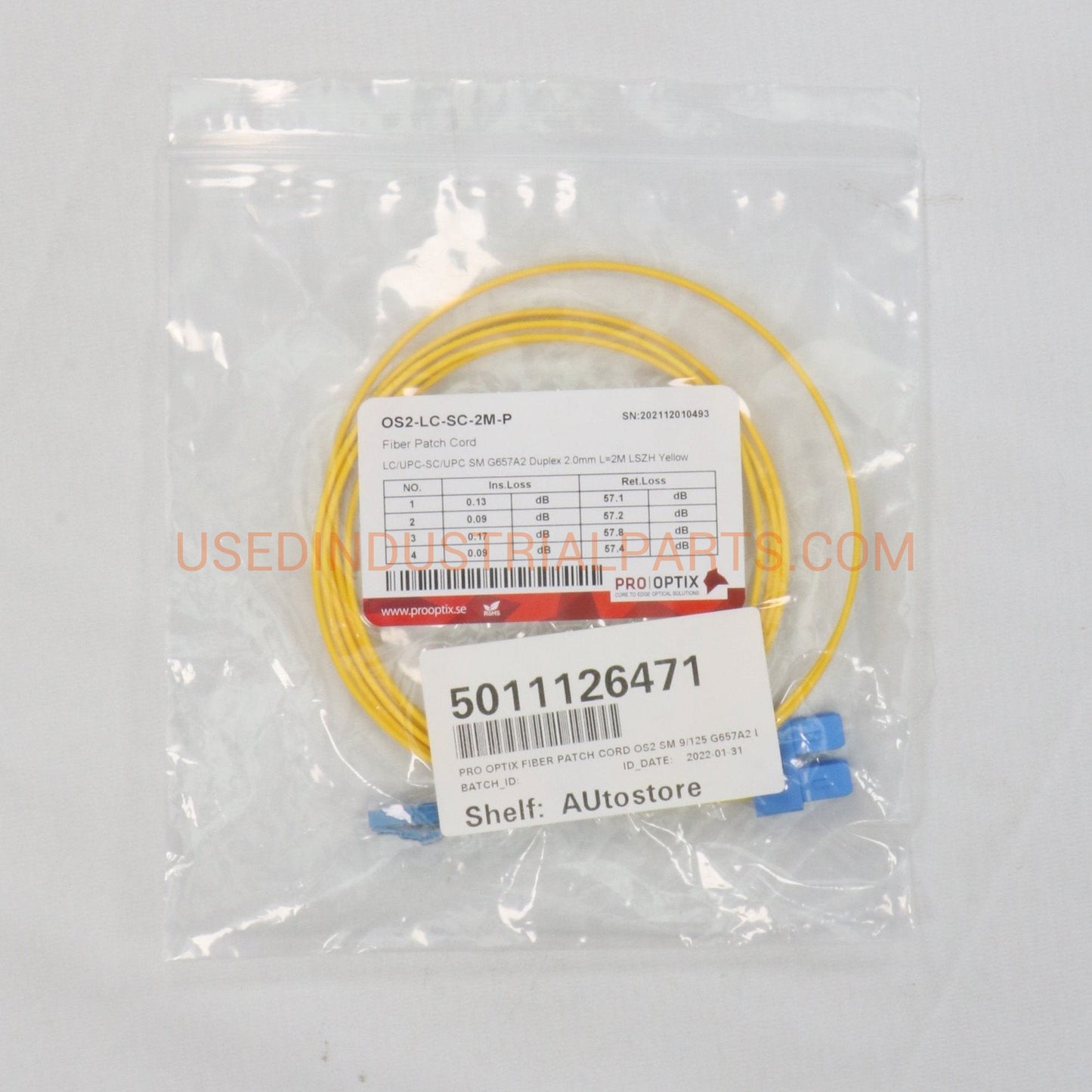 Pro Optix OS2 LC SC 2M P Optic Fibre Patch Cable-Optic Fibre Patch Cable-AE-03-07-05-Used Industrial Parts