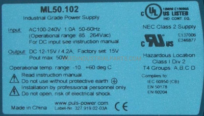 Puls ML50.102 Power Supply-Power Supply-AE-01-05-Used Industrial Parts