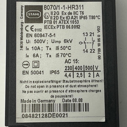 R. Stahl 8070/1-1-HR311 Position Switch-Position Switch-Used Industrial Parts
