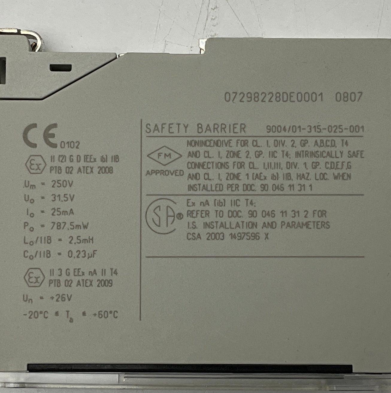 R. Stahl Intrinspak 9004/01-315-025-001 Safety Barrier-Safety Barrier-Used Industrial Parts