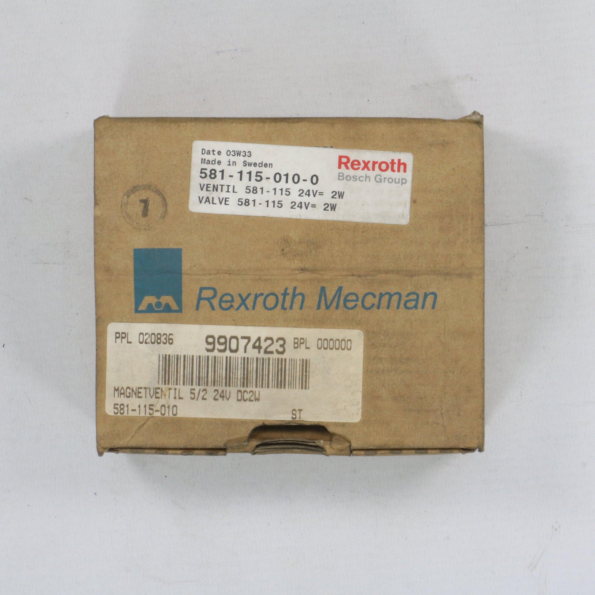 Rexroth Mecman Pneumatic Valve 581-115-010-0-Pneumatic Valve-Used Industrial Parts