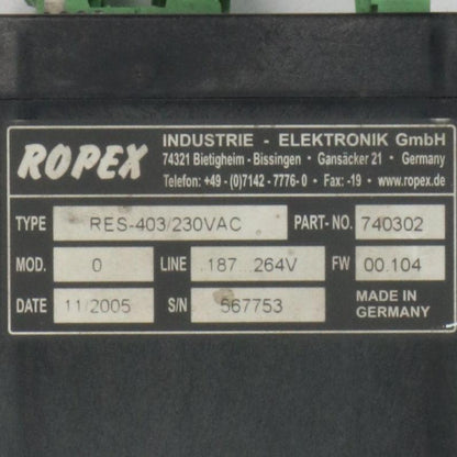 Ropex Resistron RES 403 Temperature Controller-Temperature Controller-Used Industrial Parts