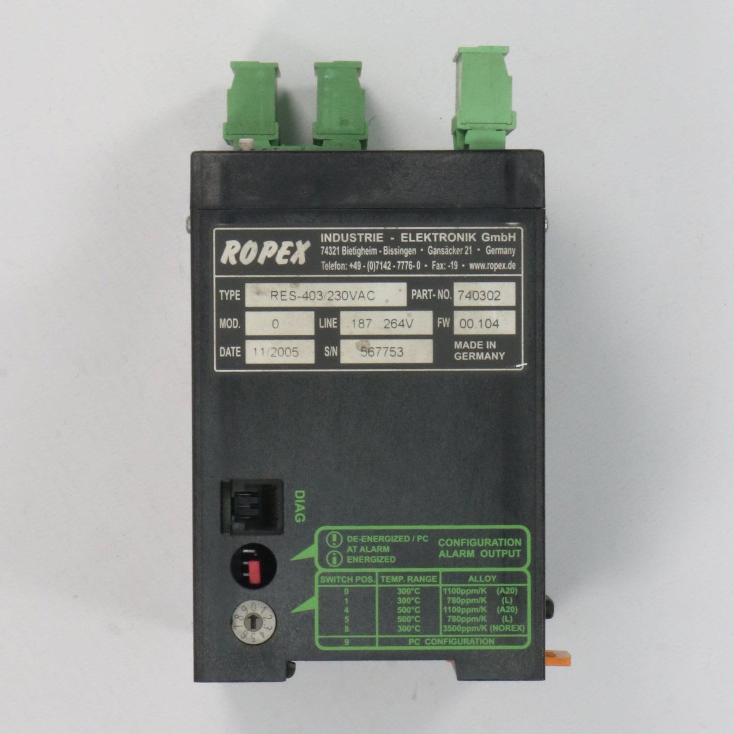 Ropex Resistron RES 403 Temperature Controller-Temperature Controller-Used Industrial Parts