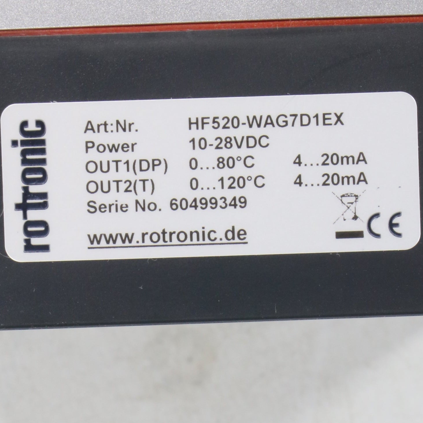Rotronic Hygroflex HF520-WAG7D1EX Humidity/Temperature Transmitter-Humidity/Temperature Transmitter-Used Industrial Parts