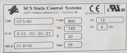 SCS Static Control Systems UFS-40 Brake Unit-Brake Unit-AA-02-08-Used Industrial Parts