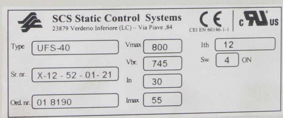 SCS Static Control Systems UFS-40 Brake Unit-Brake Unit-Used Industrial Parts