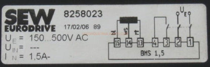 SEW Eurodrive BMS 1.5 Brake Rectifier-Brake Rectifier-AC-07-06-Used Industrial Parts