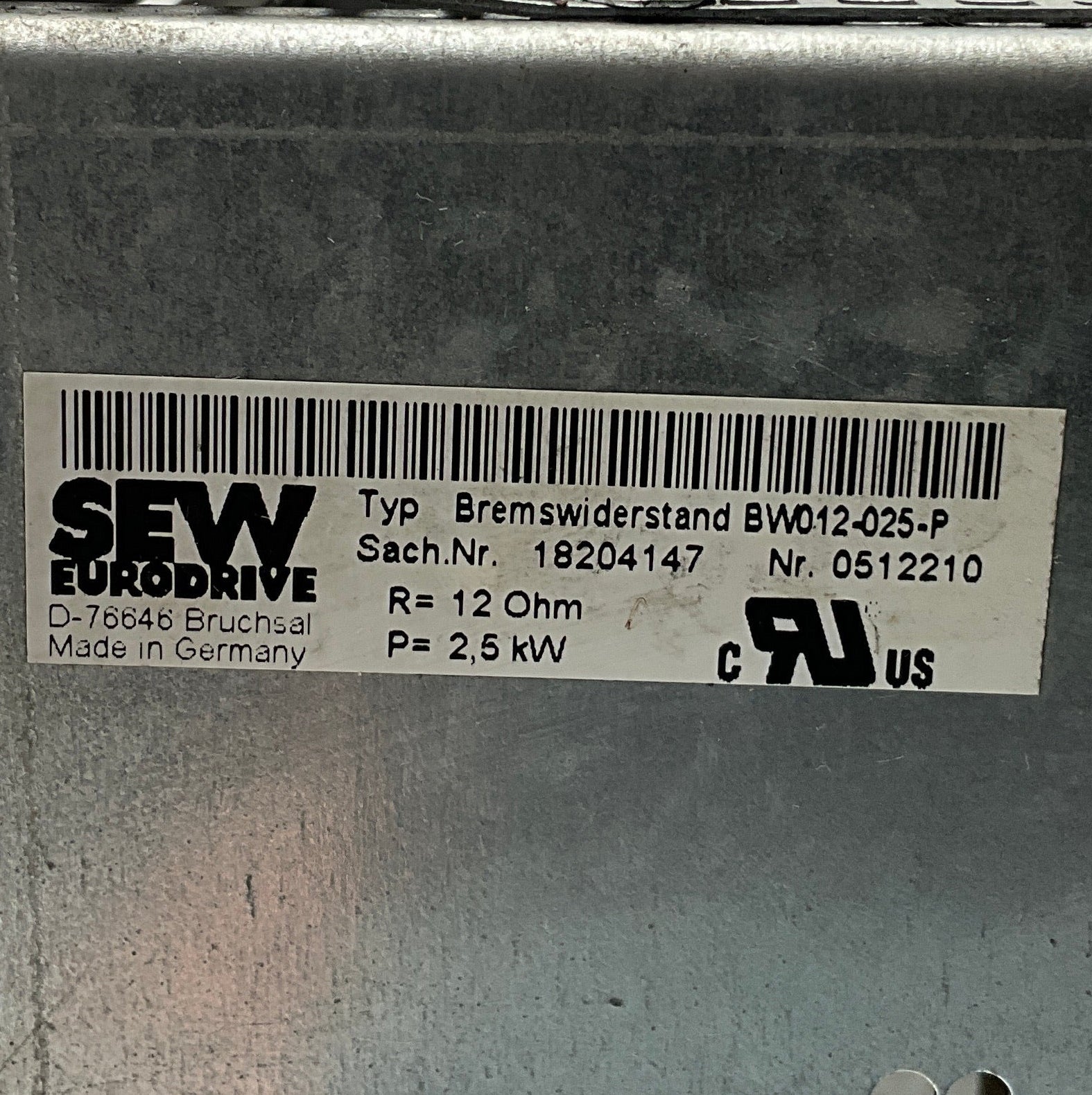 SEW Eurodrive BW012-025-P Braking Resistor-Used Industrial Parts
