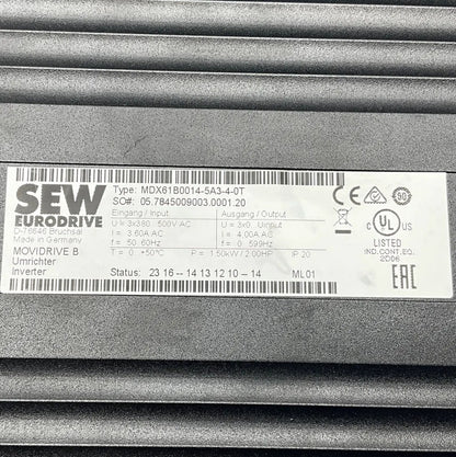 SEW-Eurodrive Movidrive B MDX61B0014-5A3-4-0T Inverter-Inverter-Used Industrial Parts