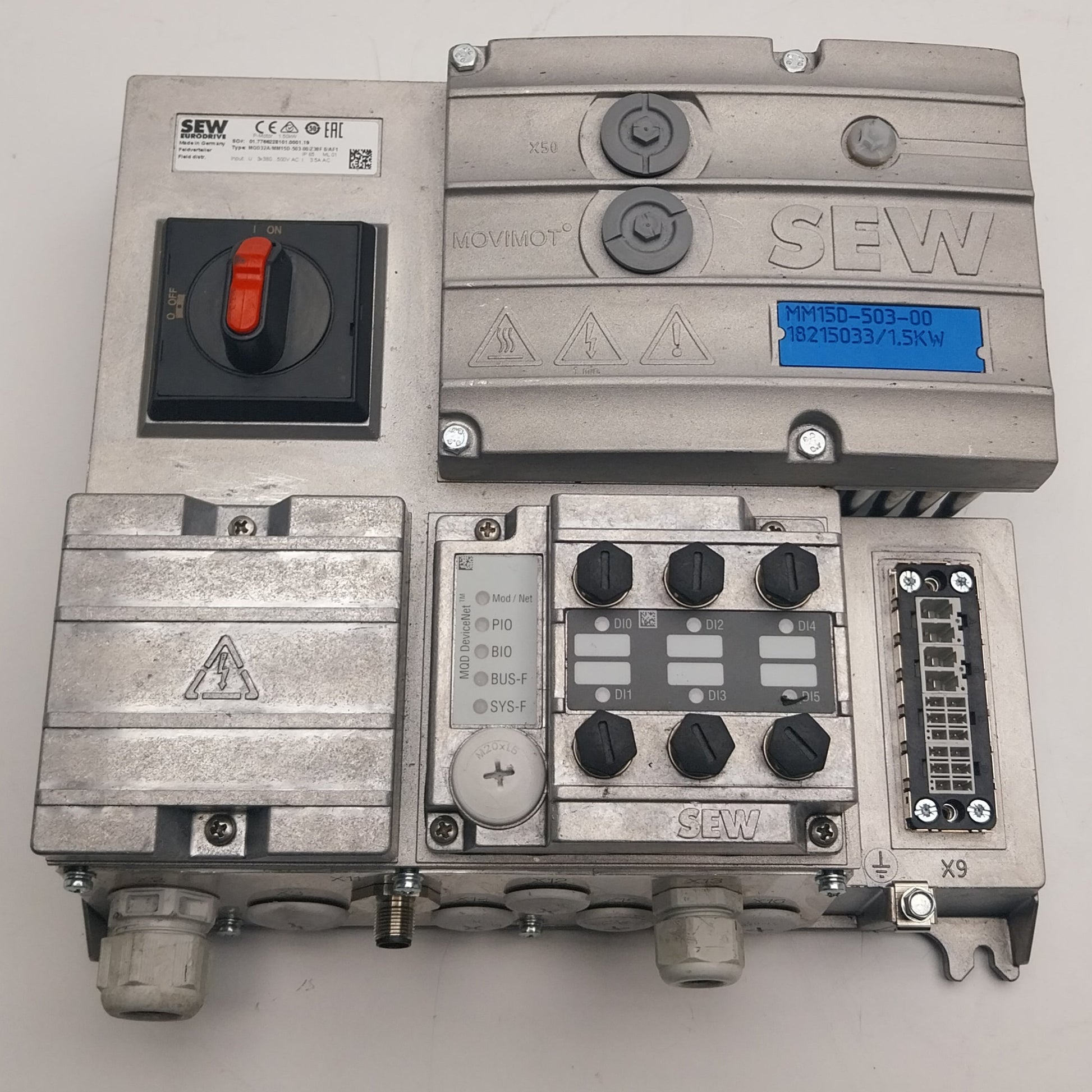 SEW Eurodrive Movimot MQD32A MM15D 503 00 Z30F 0 AF1 DeviceNet Field Distributor-DeviceNet Field Distributor-Used Industrial Parts