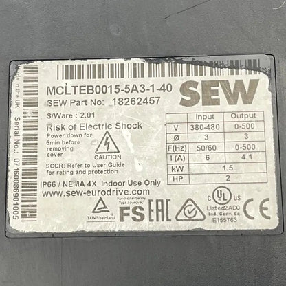 SEW Eurodrive Movitrac LTE-B+ Variable Speed Drive - 1.5 kW - 18262457-Variable Speed Drive-Used Industrial Parts