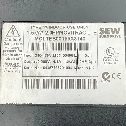 SEW Eurodrive Movitrac LTE Variable Speed Drive - MCLTEB00155A3140-Variable Speed Drive-Used Industrial Parts