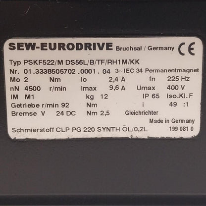 SEW Eurodrive PSKF522/M DS56L/B/TF/RH1M/KK Planetary Servo Gearmotor-Planetary Servo Gearmotor-Used Industrial Parts