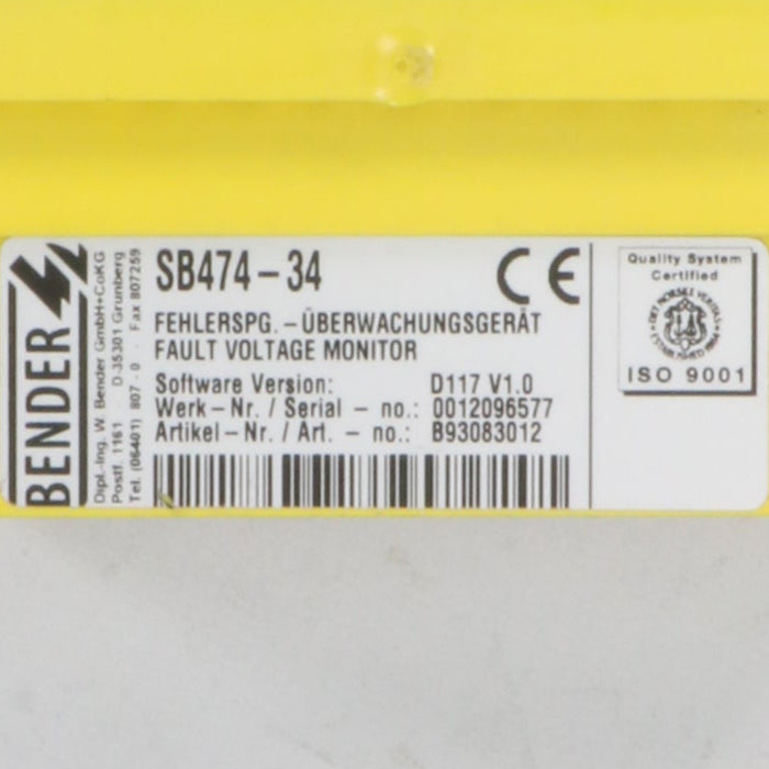 Bender SB474 34 Fault Voltage Monitor