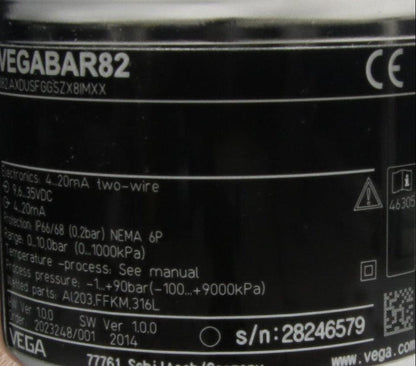Vega Vegabar 82 Pressure Transmitter - B82.AXDUSFGGSZX8IMXX-Pressure Transmitter-Used Industrial Parts