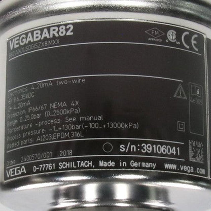 Vega Vegabar 82 Pressure Transmitter - B82.AXDUSDGISZX8IMXX