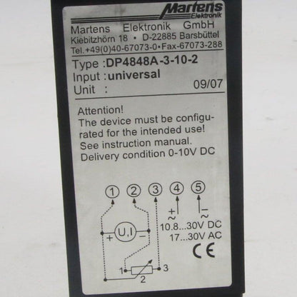 Martens Elektronik DP4848-3-10-2 Medidor Digital de Panel