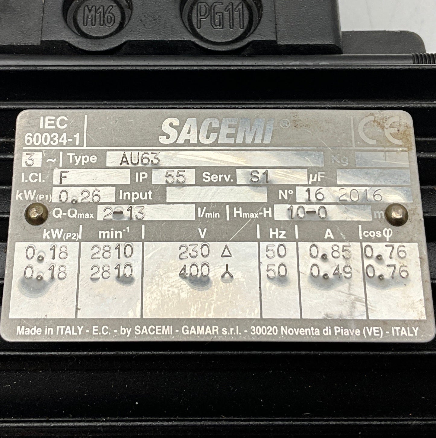 Sacemi - Gamar AU 63 Centrifugal Pump-Centrifugal Pump-Used Industrial Parts