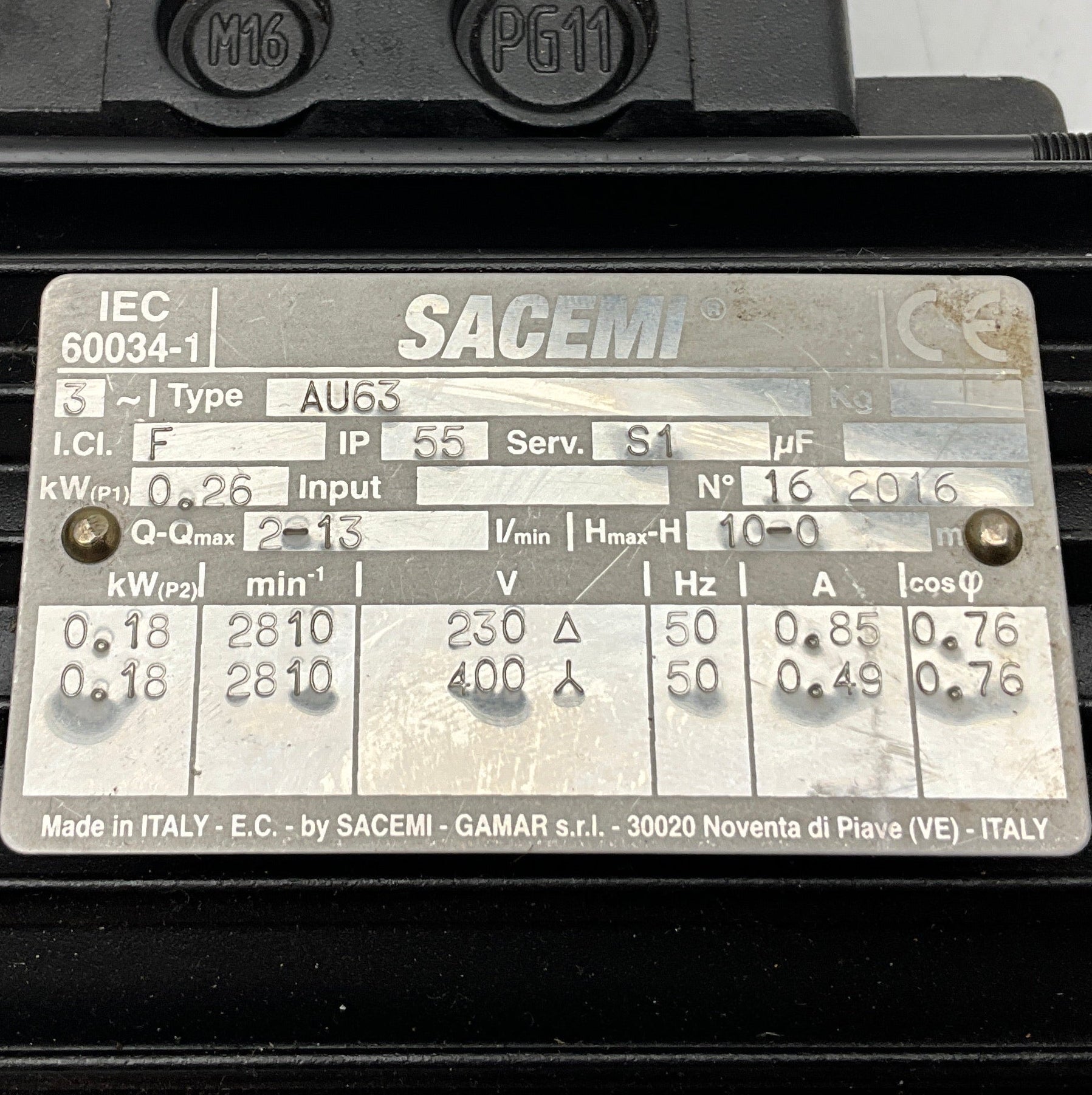 Sacemi - Gamar AU 63 Centrifugal Pump-Centrifugal Pump-Used Industrial Parts