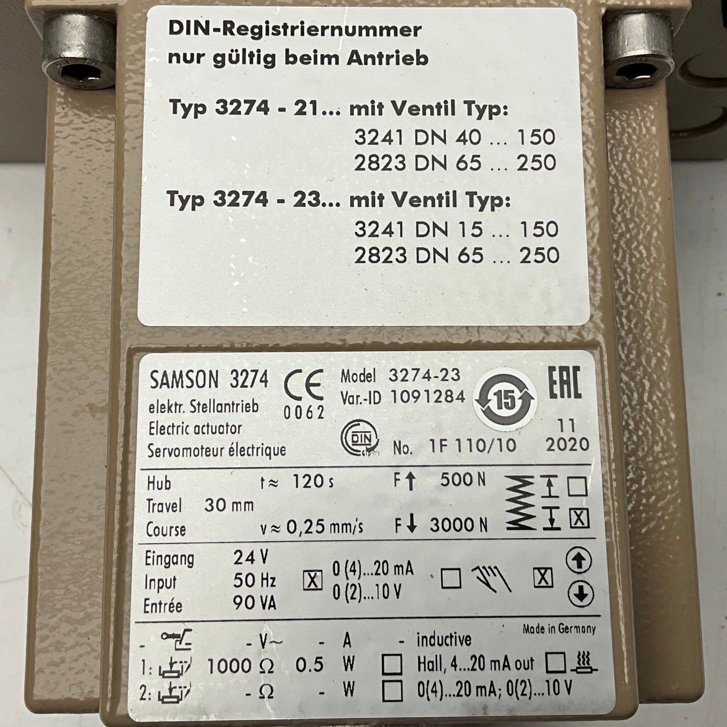 Samson 3274-23 Electrohydraulic Actuator-Electrohydraulic Actuator-Used Industrial Parts