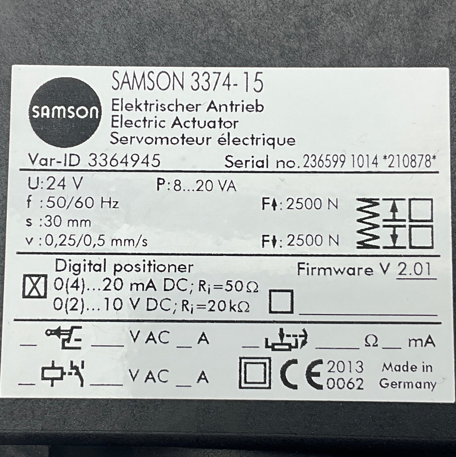 Samson 3374-15 Electric Actuator-Electric Actuator-Used Industrial Parts