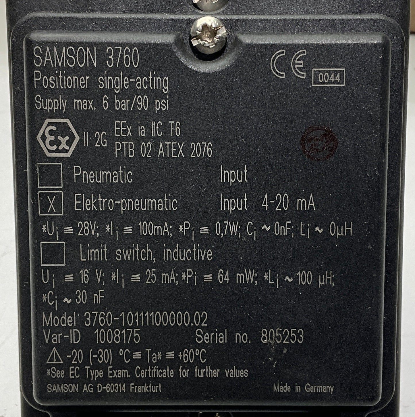 Samson 3760 Single Acting Positioner-Single Acting Positioner-Used Industrial Parts