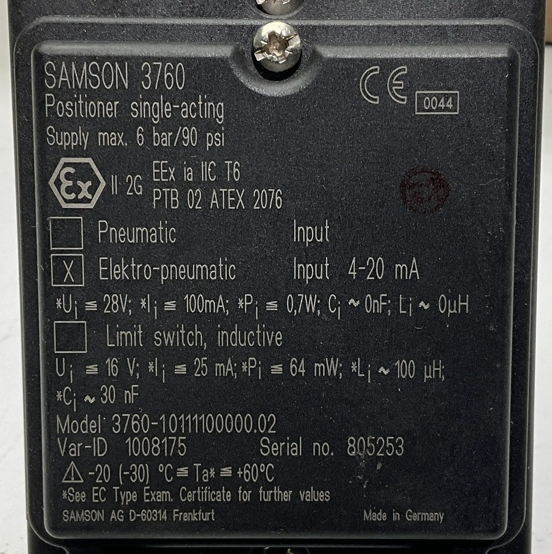 Samson 3760 Single Acting Positioner-Single Acting Positioner-Used Industrial Parts
