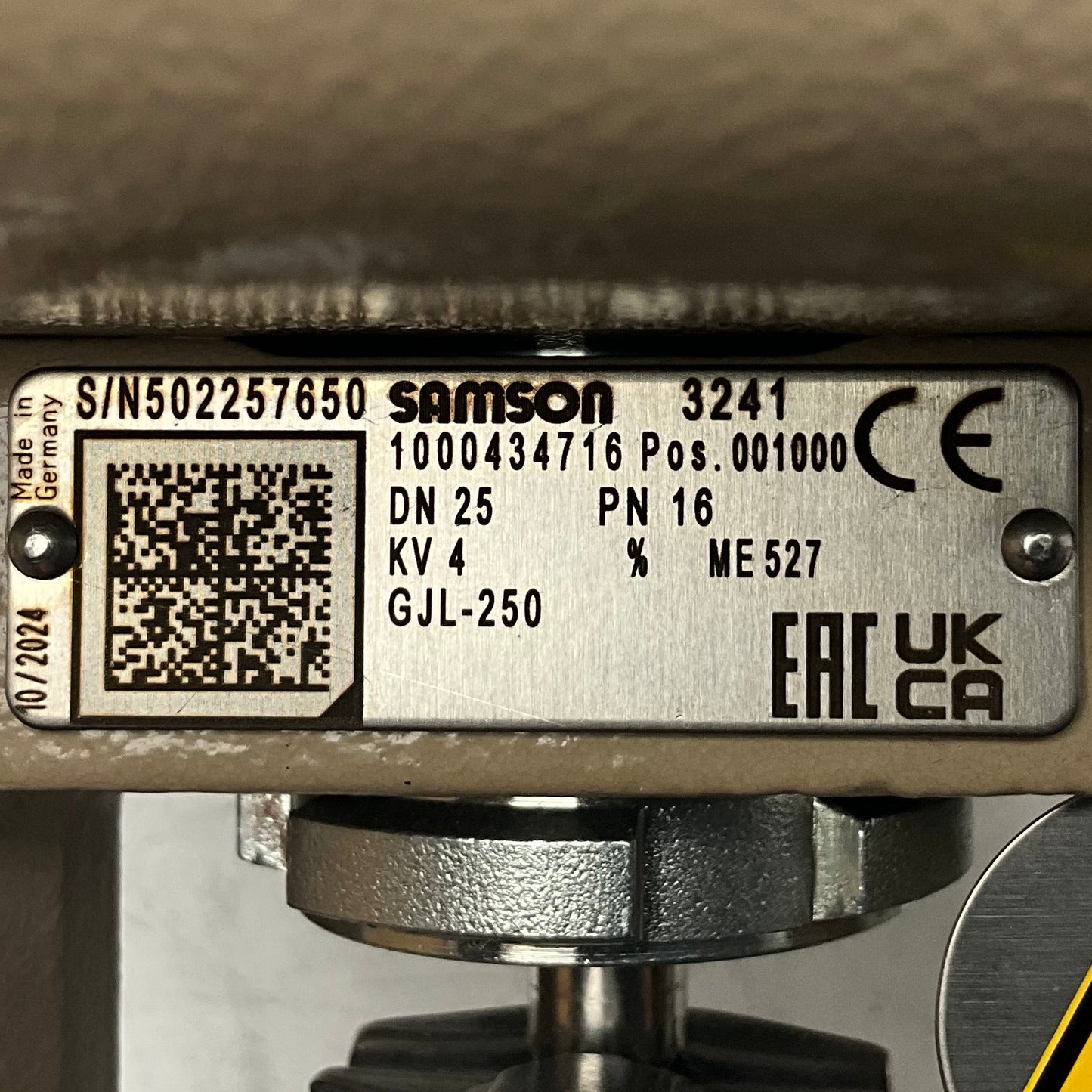 Samson Globe Control Valve with Pneumatic Actuator-Globe Control Valve with Pneumatic Actuator-Used Industrial Parts