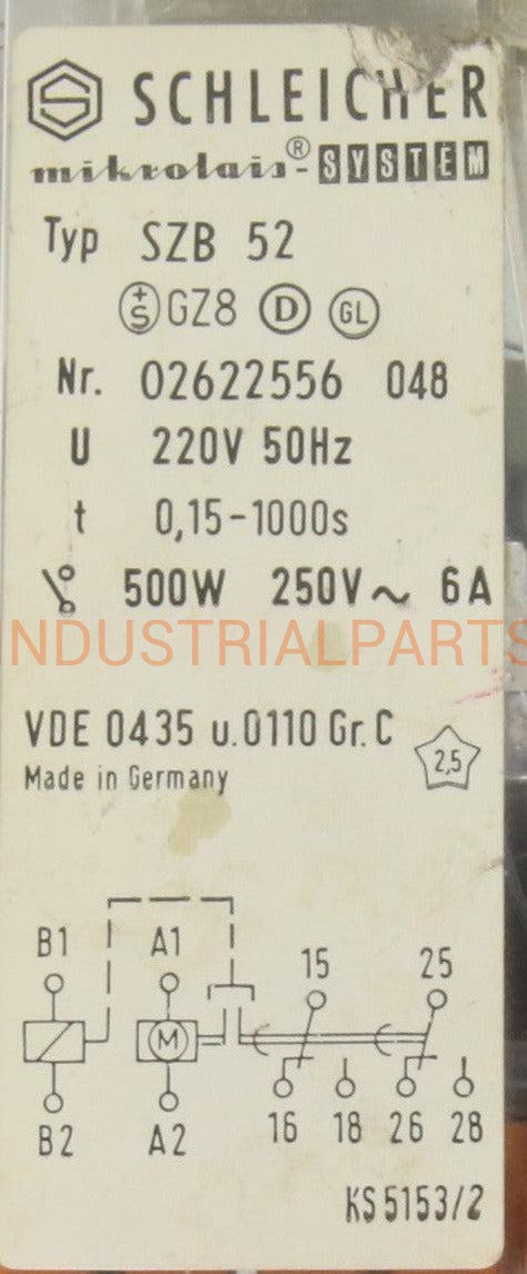 Schleicher SZB 52 Time Delay Relay-Time Delay Relay-AB-07-04-Used Industrial Parts