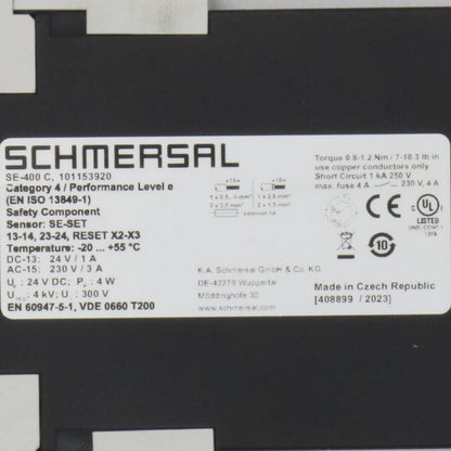 Schmersal SE 400C Safety Relay-Safety Relay-Used Industrial Parts