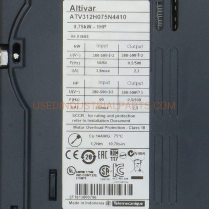 Schneider Electric ATV312H075N4410 Altivar 312 Variable Speed Drive-Variable Speed Drive-CA-05-03-01-Used Industrial Parts