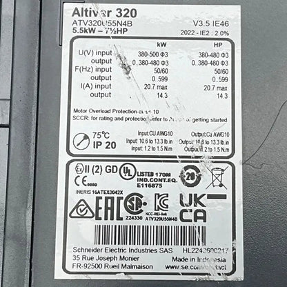 Schneider Electric Altivar 320 Inverter - ATV320U55N4B-Used Industrial Parts