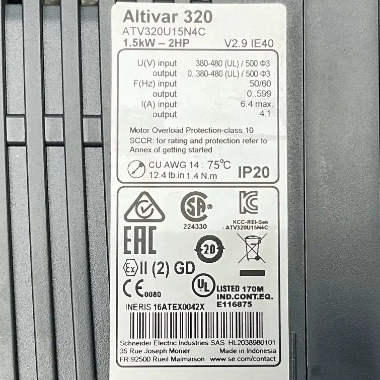 Schneider Electric Altivar 320 Variable Speed Drive - ATV320U15N4C-Variable Speed Drive-Used Industrial Parts