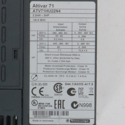 Schneider Electric Altivar 71 Variable Speed Drive-Variable Speed Drive-Used Industrial Parts