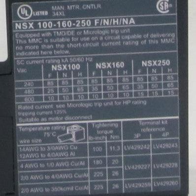 Schneider Electric Compact NSX160H Circuit Breaker-Circuit Breaker-Used Industrial Parts