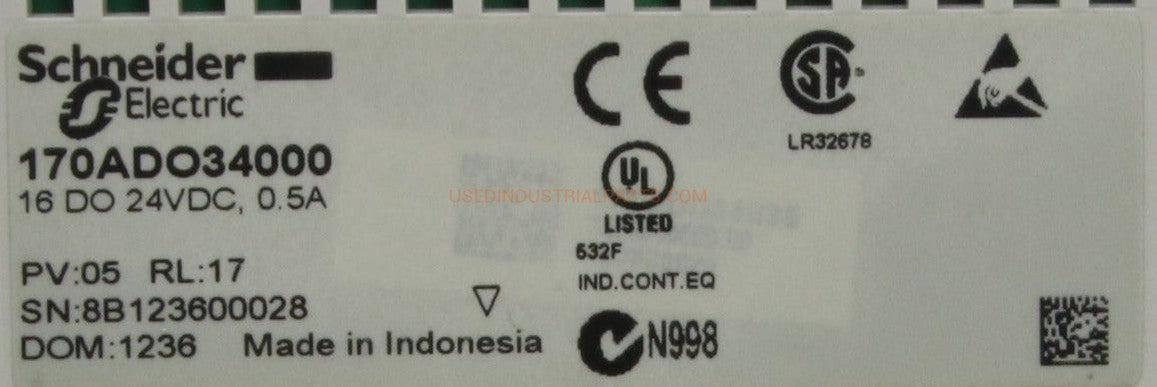 Schneider Electric Modicon Momentum 170ADO34000 Discrete Output Module-Discreet Output Module-AC-05-05-Used Industrial Parts