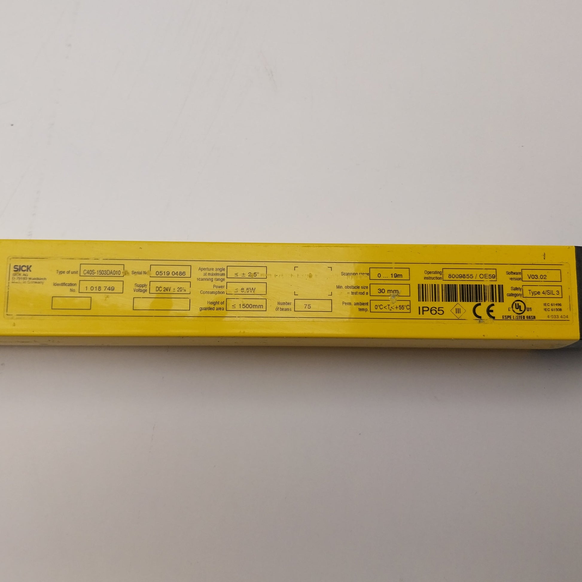 Sick C 4000 Safety Light Curtains Set-Safety Light Curtains Set-Used Industrial Parts