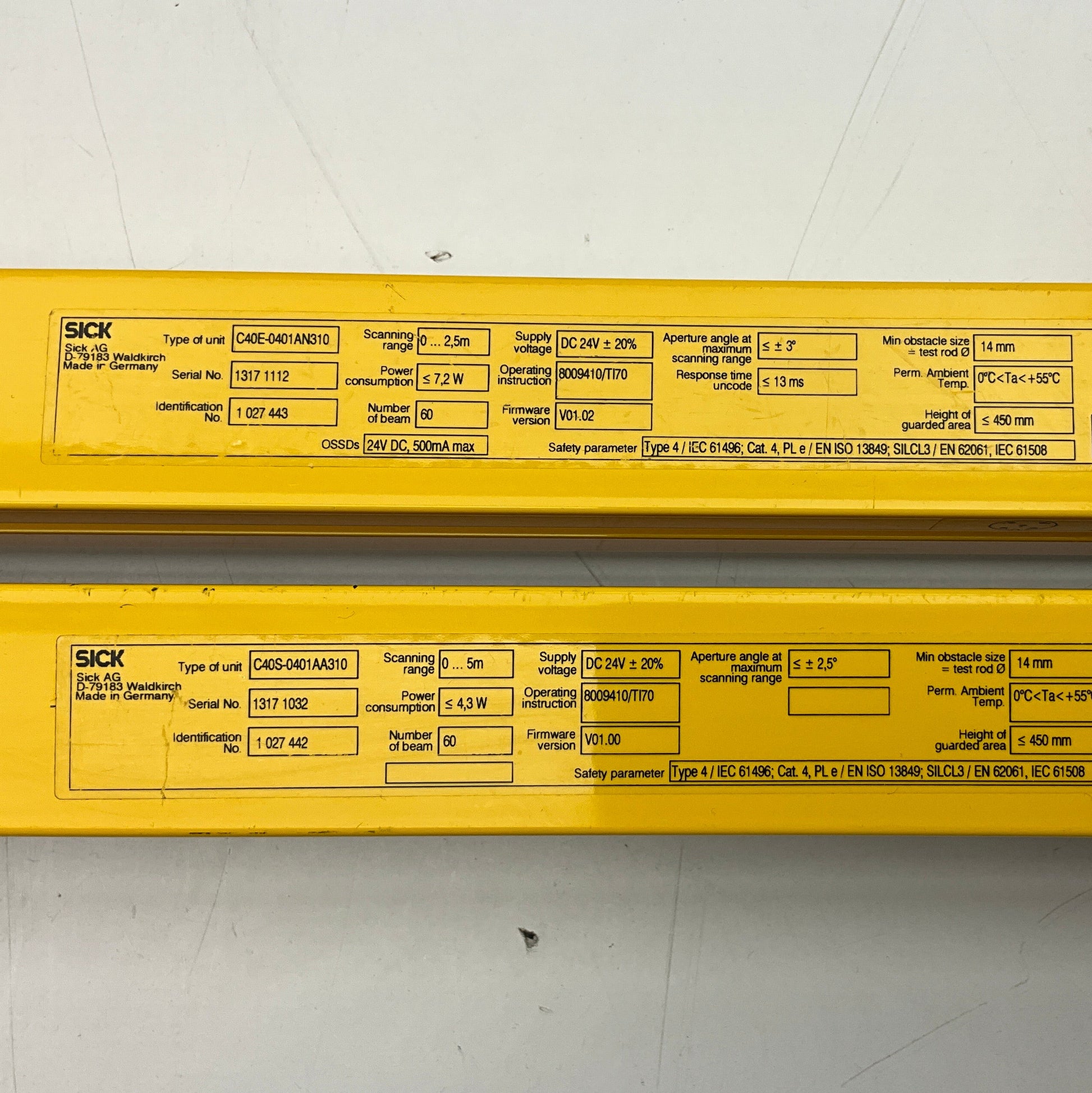 Sick C4000 Eco Light Safety Curtain Set-Safety Light Curtain Set-Used Industrial Parts