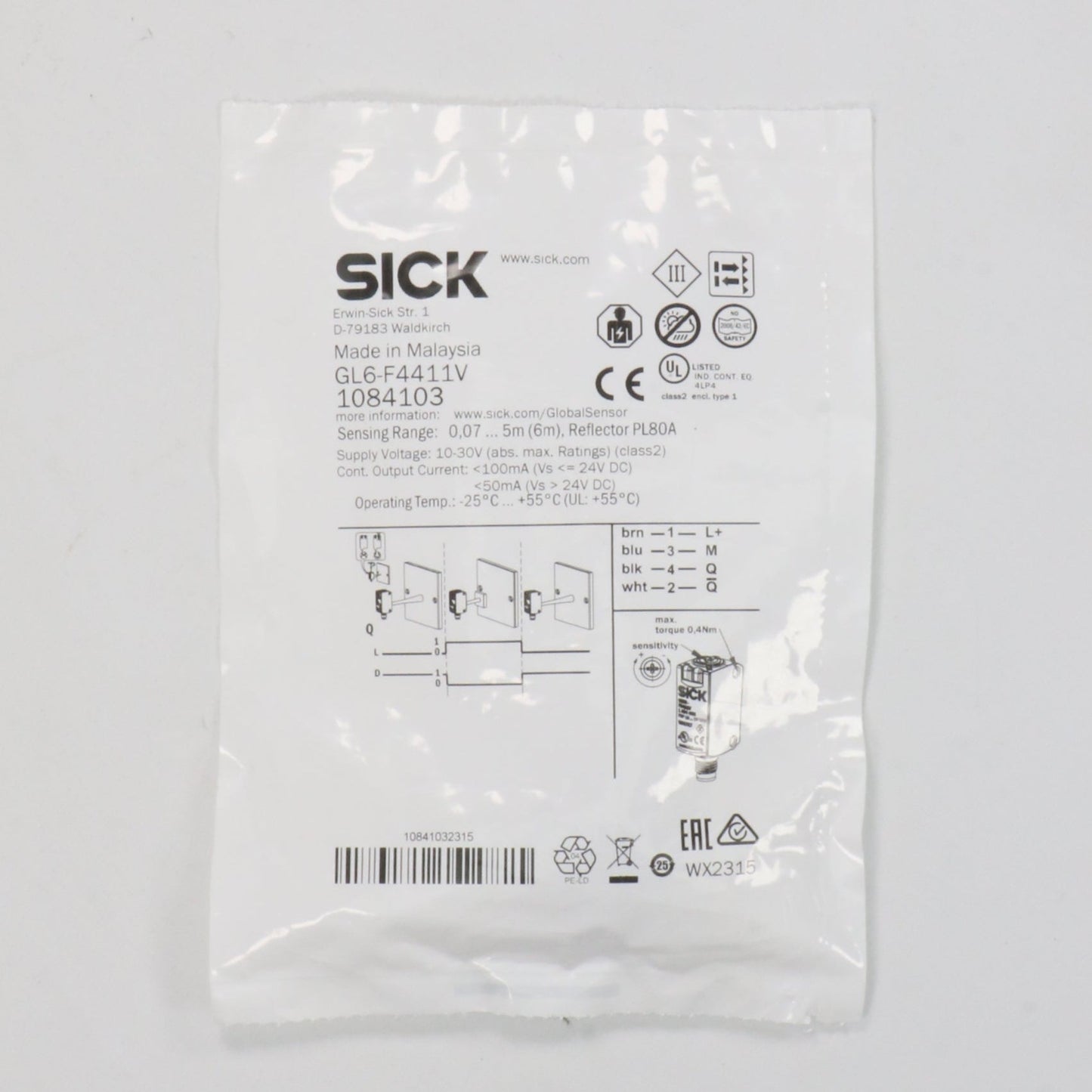 Sick GL6 F4411V Photoelectric Retro Reflective Sensor-Used Industrial Parts