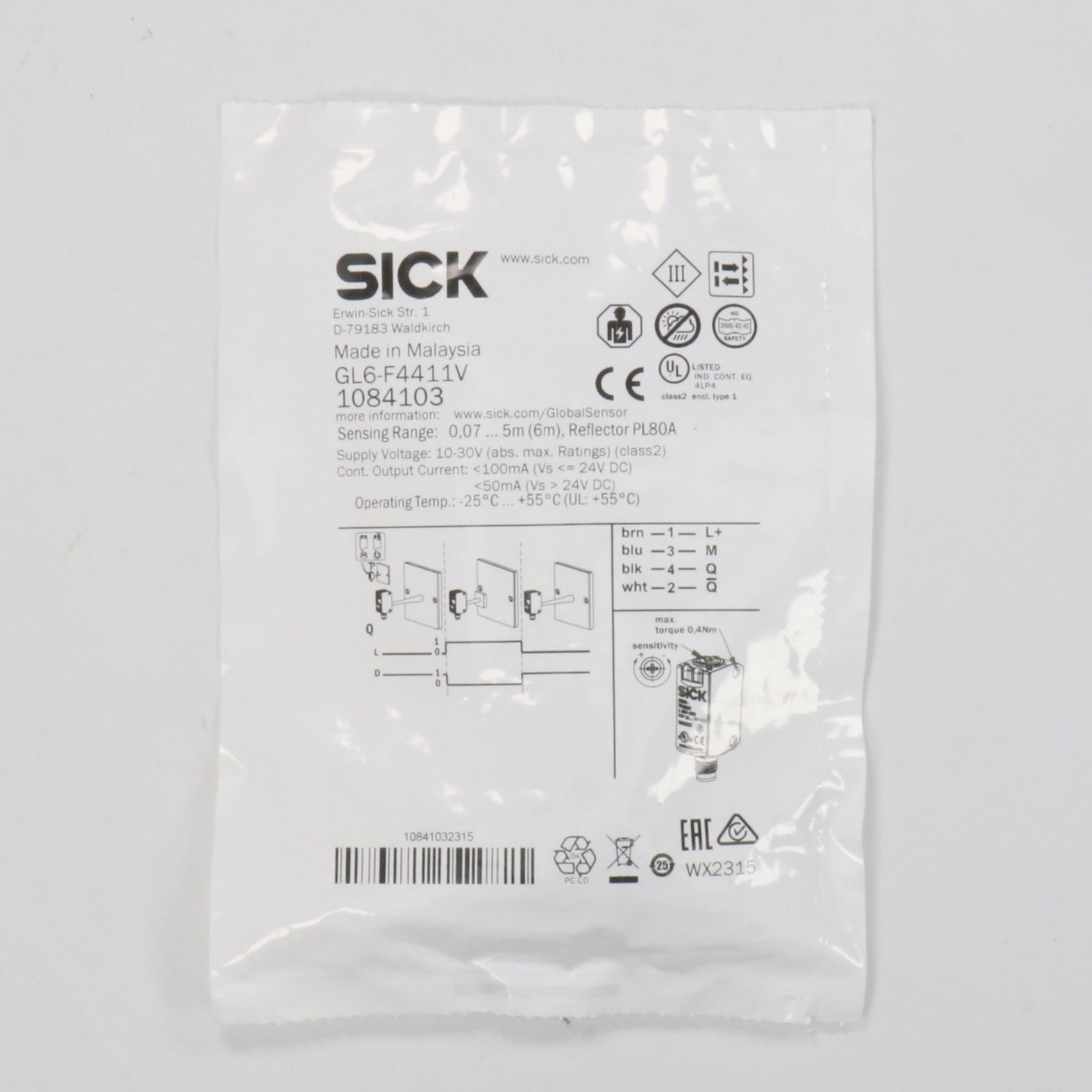 Sick GL6 F4411V Photoelectric Retro Reflective Sensor-Used Industrial Parts