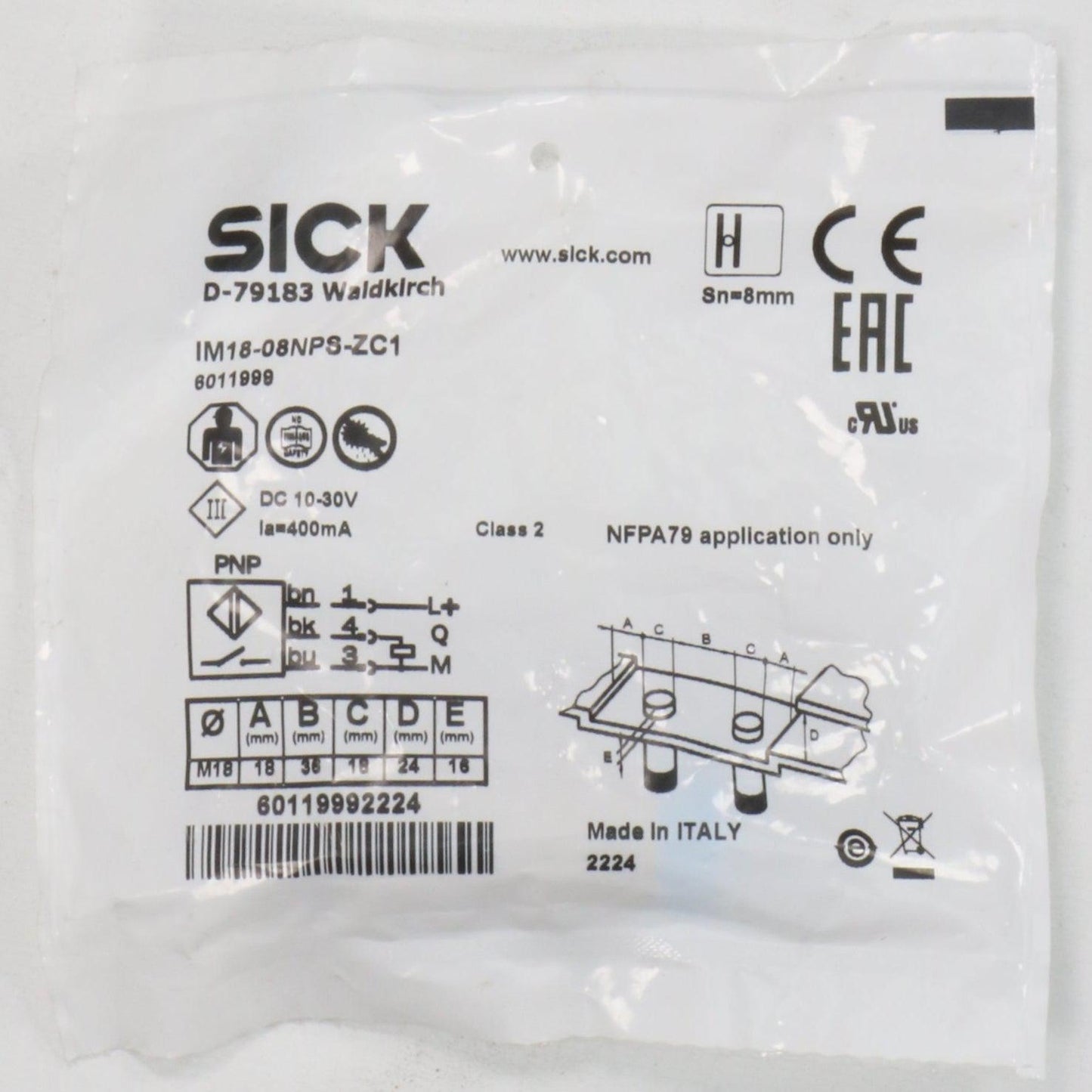 Sick IM18 08NPS ZC1 Inductive Sensor-Inductive Sensor-Used Industrial Parts