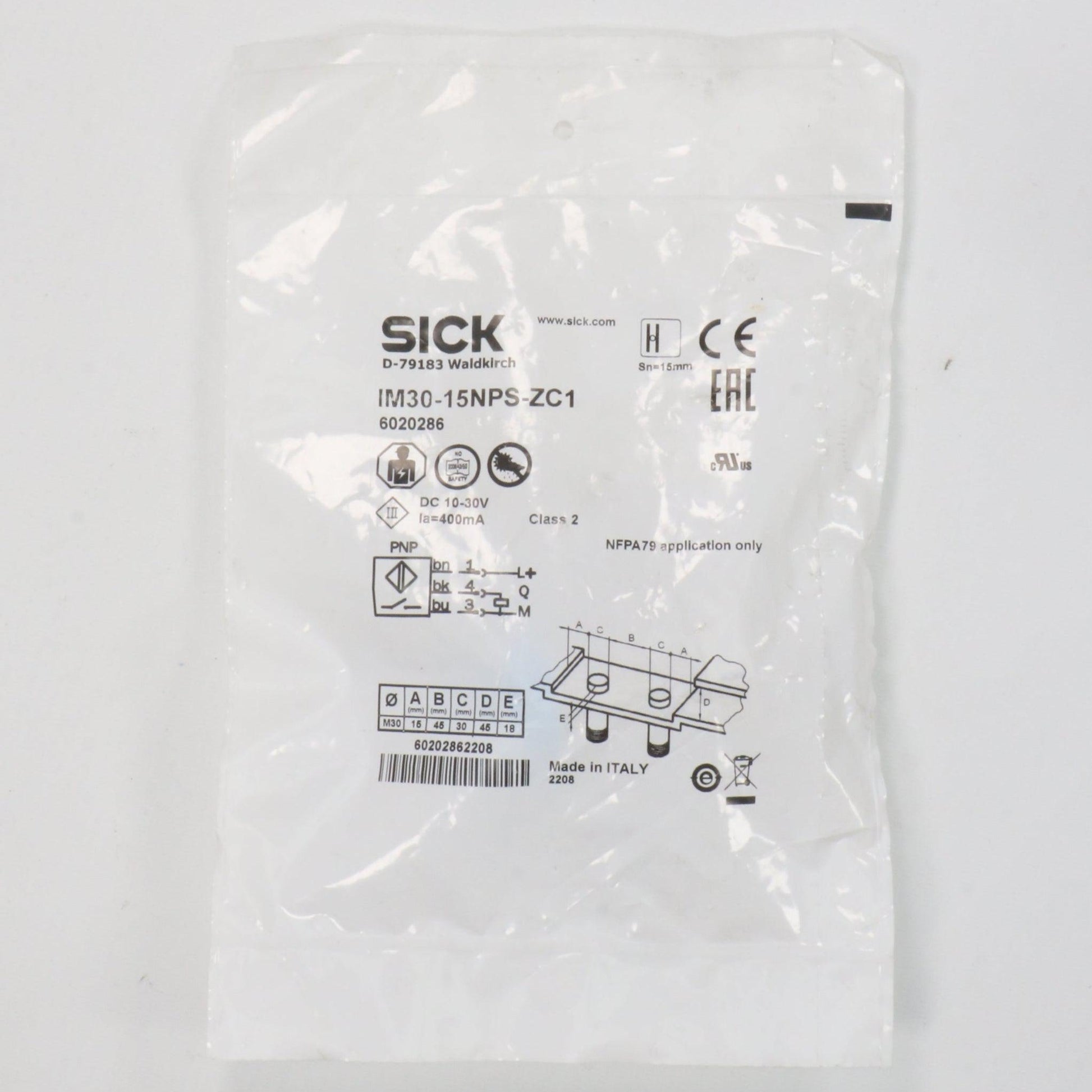 Sick IM30 15NPS ZC1 Inductive Sensor-Inductive Sensor-Used Industrial Parts