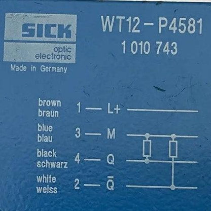 Sick WT12-P4581 Photoelectric Proximity Sensor - 1010743-Photoelectric Proximity Sensor-Used Industrial Parts