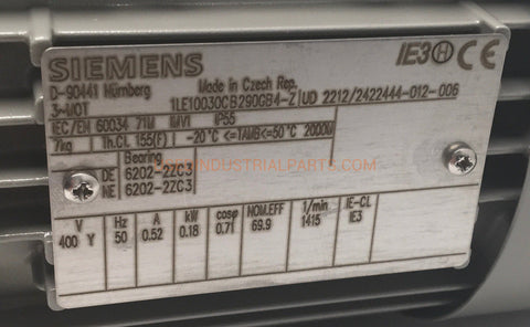 Image of Siemens 1LE1003-0CB29-0GB-Z 3~Phase Motor 0.18kW-3~Phase Motor-EB-03-03-Used Industrial Parts