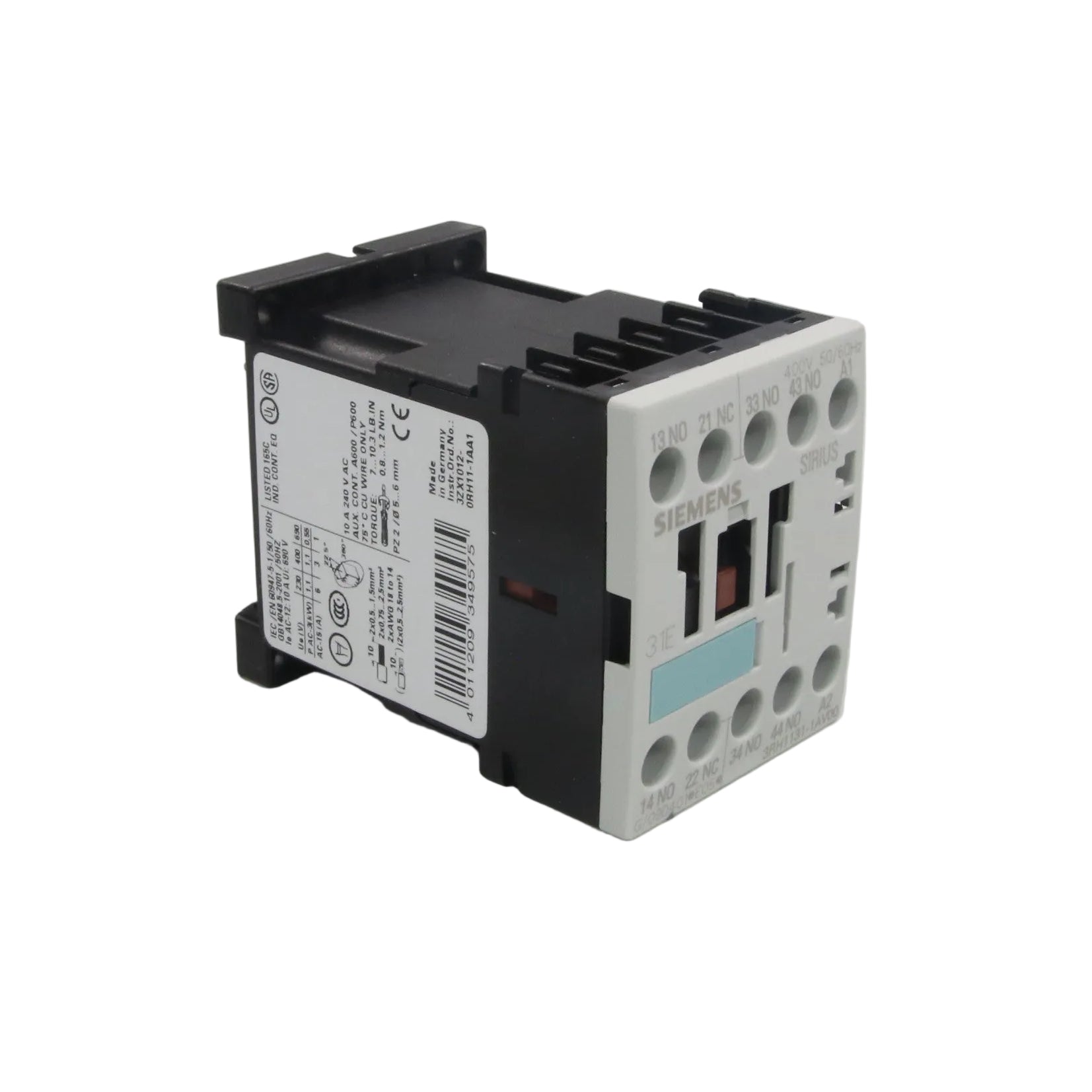 Siemens 3RH1131-1AV00 Auxiliary Contactor-Auxiliary Contactor-01-AA-05-09-06-6152429487475-Used Industrial Parts