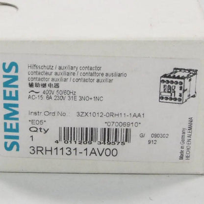 Siemens 3RH1131-1AV00 Auxiliary Contactor-Auxiliary Contactor-Used Industrial Parts